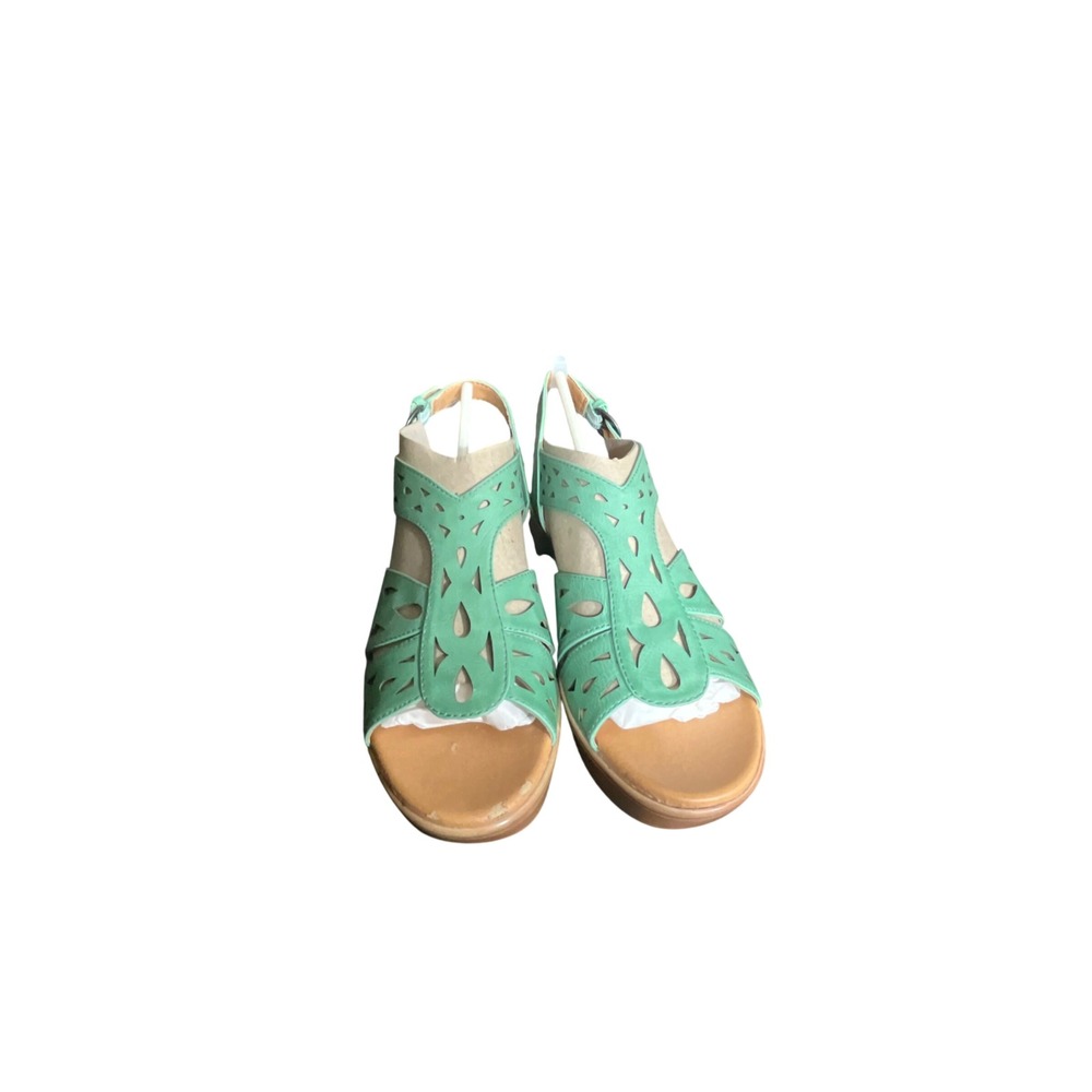 Baretraps "Benny" Laser-Cut Platform Wedge Sandals - Mint Green